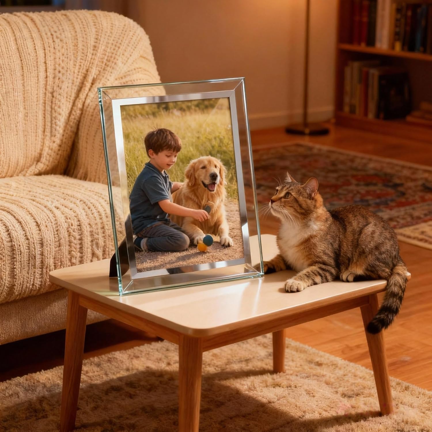 PETAFLOP 8x10 Picture Frame Glass Frames for 8 by 10 Pictures, Tabletop Display Vertically or Horizontally