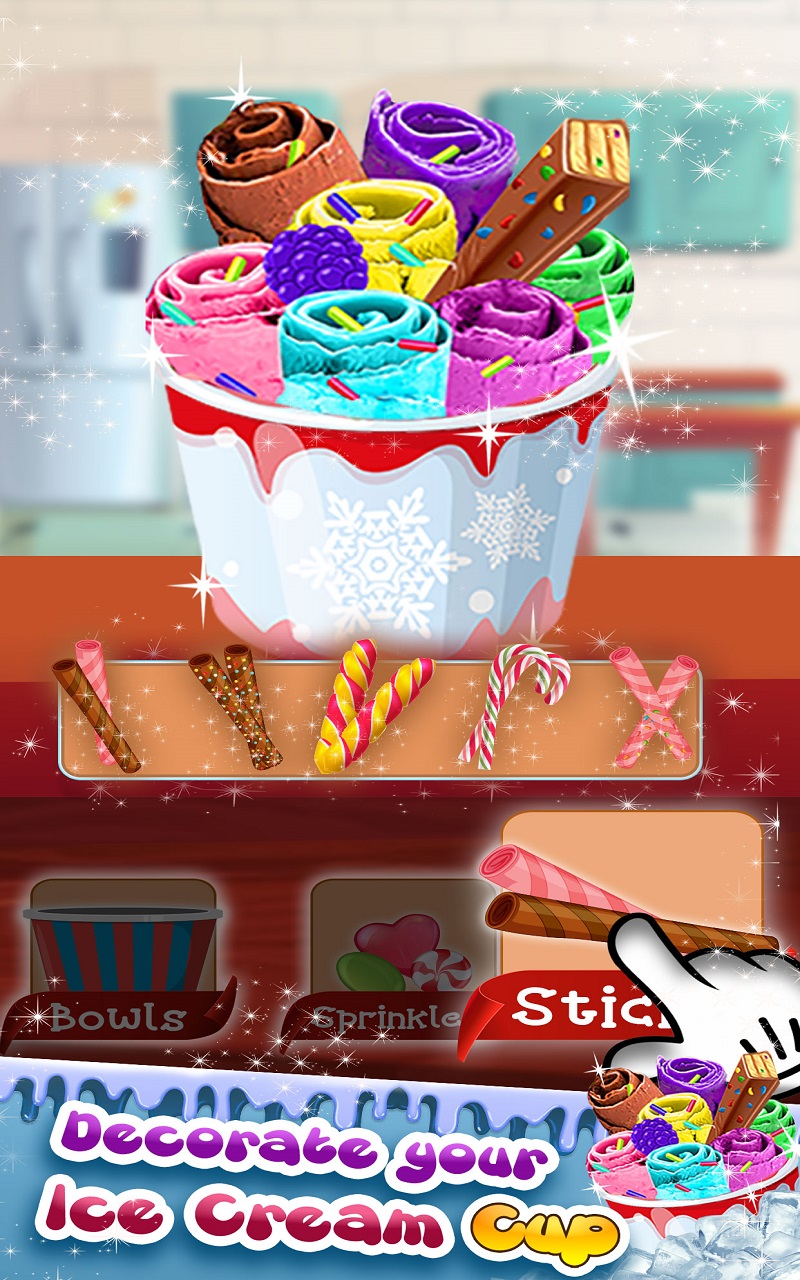 Ice Cream Roll Maker Ice Popsicle & ice cream cone cooking games