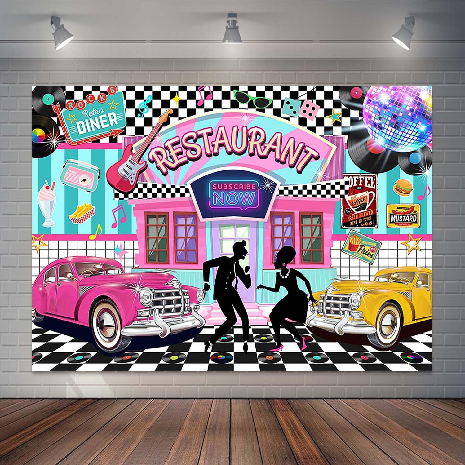 50er Jahre Retro Fotohintergrund – 2,1 X 1,5 M Vinyl-Banner Für Fotobox, Party-Deko, Rock’n’Roll-Thema