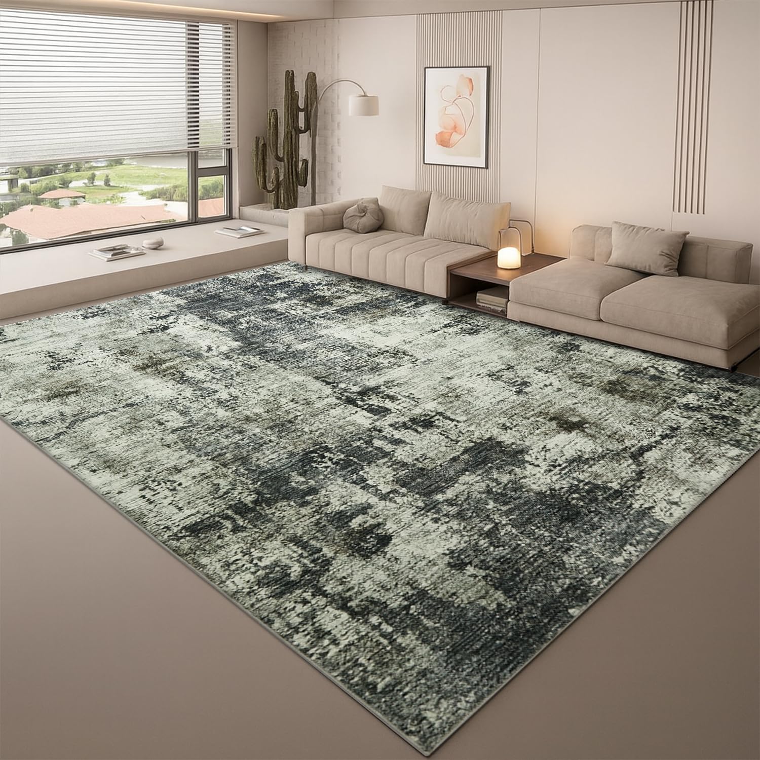 BedLooms Machine Washable Extra Large Rugs Living Room 200x290 cm, Non Slip Traditional Vintage Design Boho Grey Rug Floor Carpet for Dining Room Area Rugs for Bedroom (Frost)