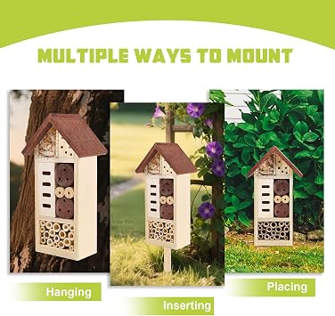 Lulu Home Wooden Insect House with Stake, 19.7 X 3.4 X 5.4 Inch