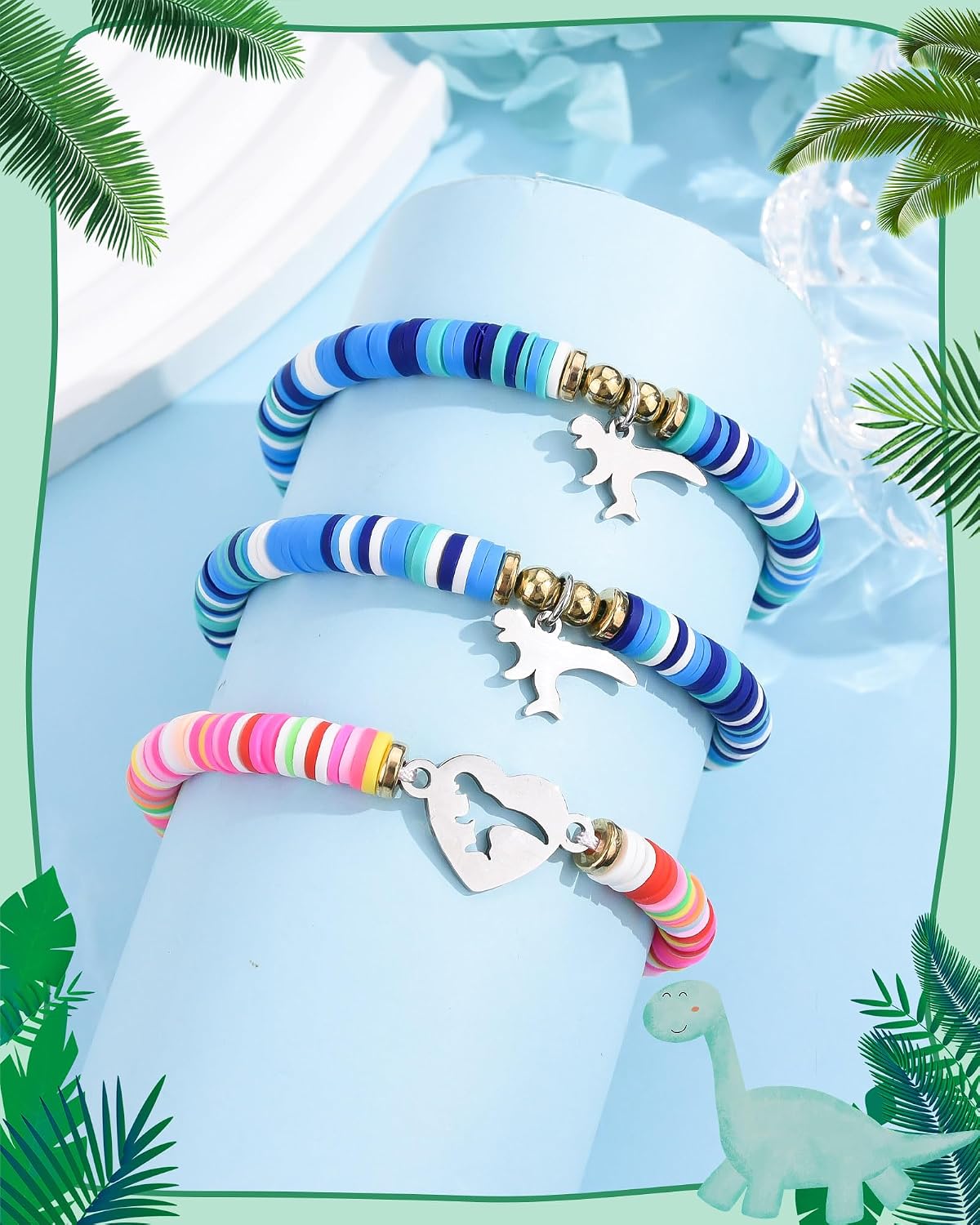 BOCHOI 2/3/4Pcs Mother Daughter/Son Bracelets Mom and Daughter/Son Gift Mommy and Me Matching Heart Dinosaur Bracelets Mothers Fathers Christmas Birthday Gifts