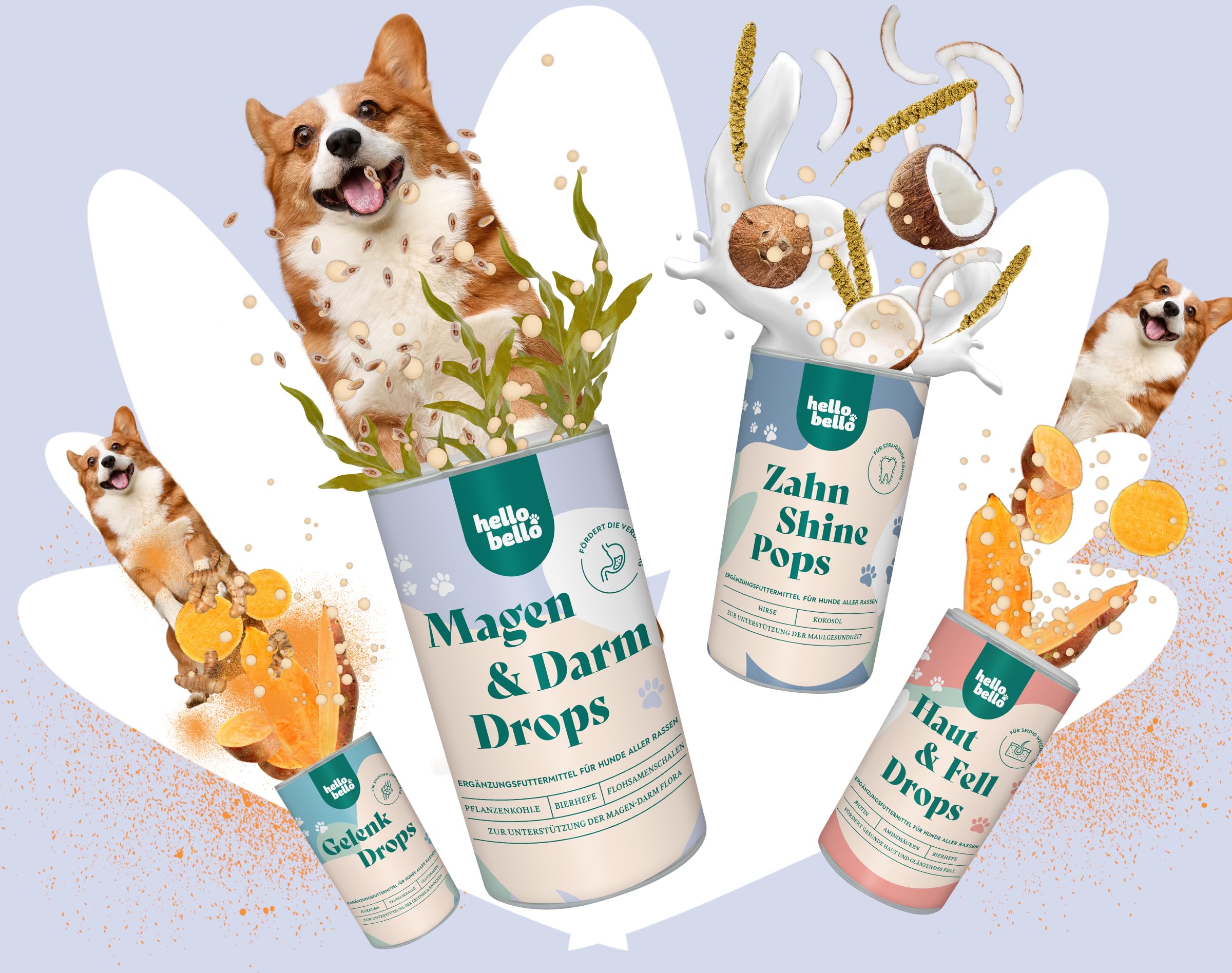 HELLOBELLO Kaltgepresste Magen-Darm Drops für Hunde gegen Sodbrennen 350g Soft mit Bierhefe, 37% Lamm & Meeresalge - Gras und Kotfresser Drops Hund, Gegen Sodbrennen, Magenschutz, Magen