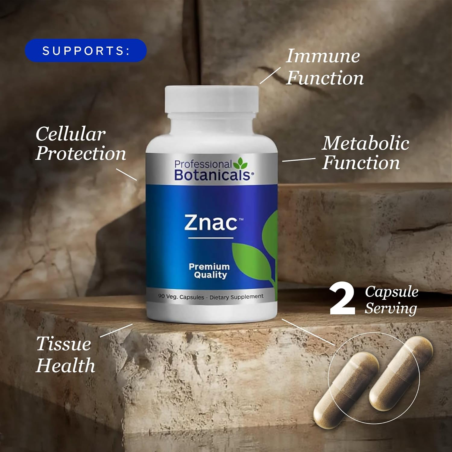 Zinc Immune Support Supplement with Vitamin C, Beta Carotene and Citrus Bioflavanoids Antioxidant Immune Support - 90 Vegetarian Capsules