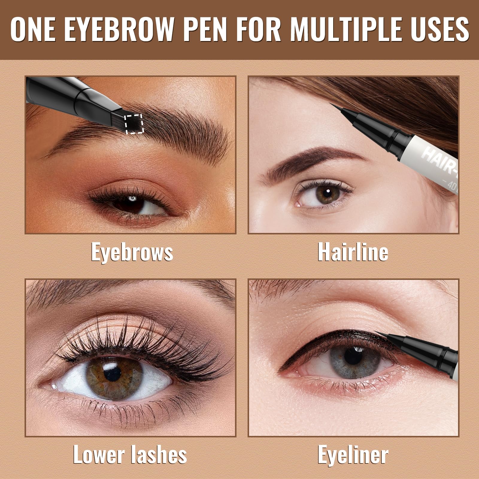 iMethod Kredka do brwi – kredka do brwi, 2 w 1, eyeliner z dwustronnym pędzelkiem do brwi Microblading 4D, do brwi podobnych do włosów, ze szczotką do brwi, kolor brązowy