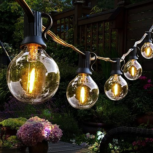 Tira de luces LED para exteriores de 28 pies, luces de globo G40 para patio, certificación UL, impermeable, para colgar en el patio trasero, porche,