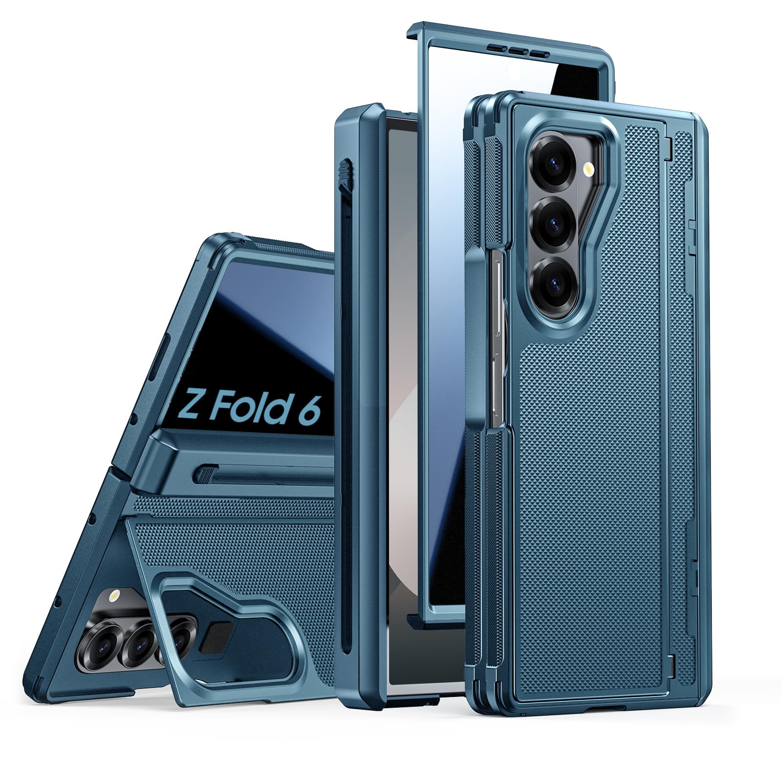 Spugan for Galaxy Z Fold 6 Case, S Pen Holder & Privacy Screen Protector & Kickstand & Hinge Protection, Slim Rugged Military-grade Shockproof