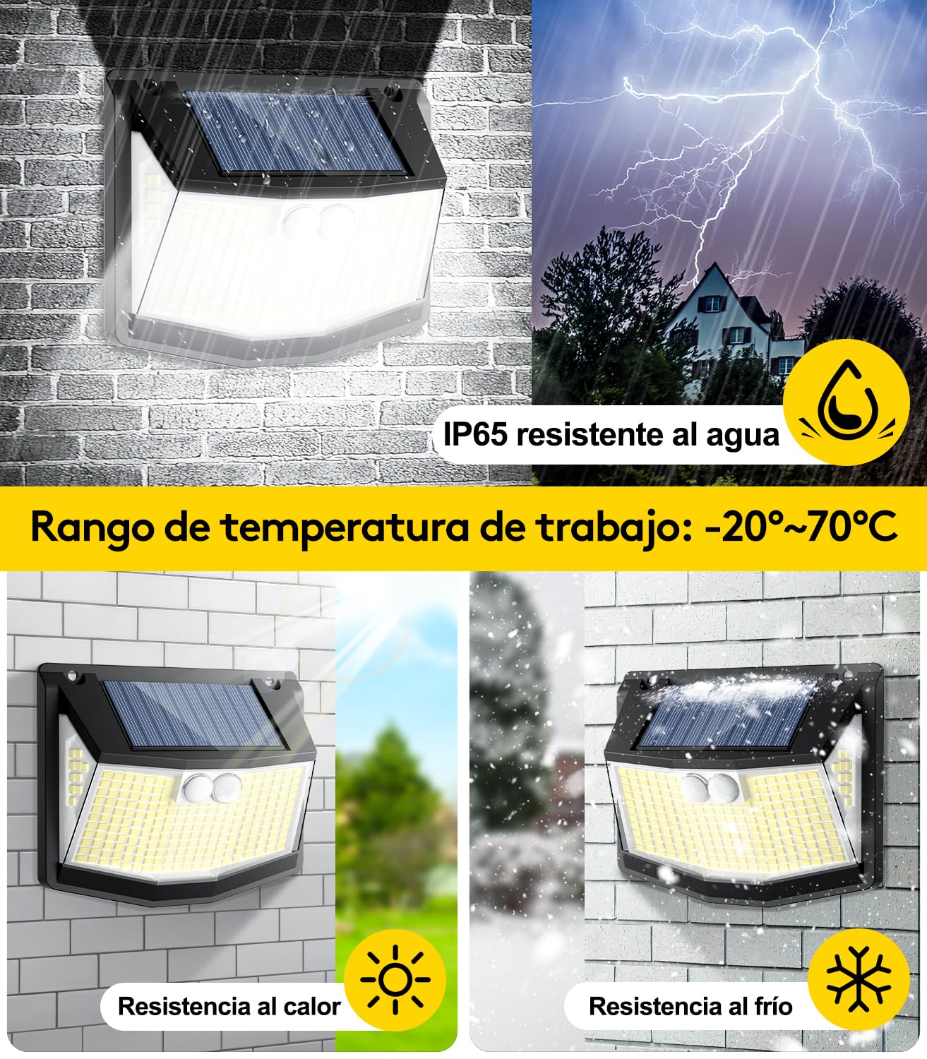 Luz Exterior Solar LED Jardin: 248 LED Luces Solar con Sensor de Movimiento 3 Modos Solar Exteriores Lampara 270° Iluminacion IP65 Impermeable Focos Exterior Solares para Jardín Garaje Patio 4 Paquete