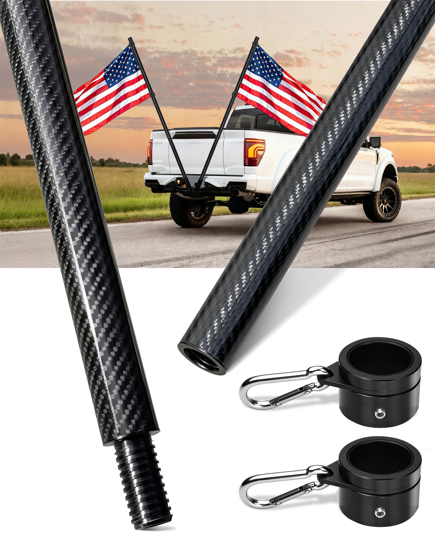 6 Foot Carbon Fiber Flag Pole for Truck