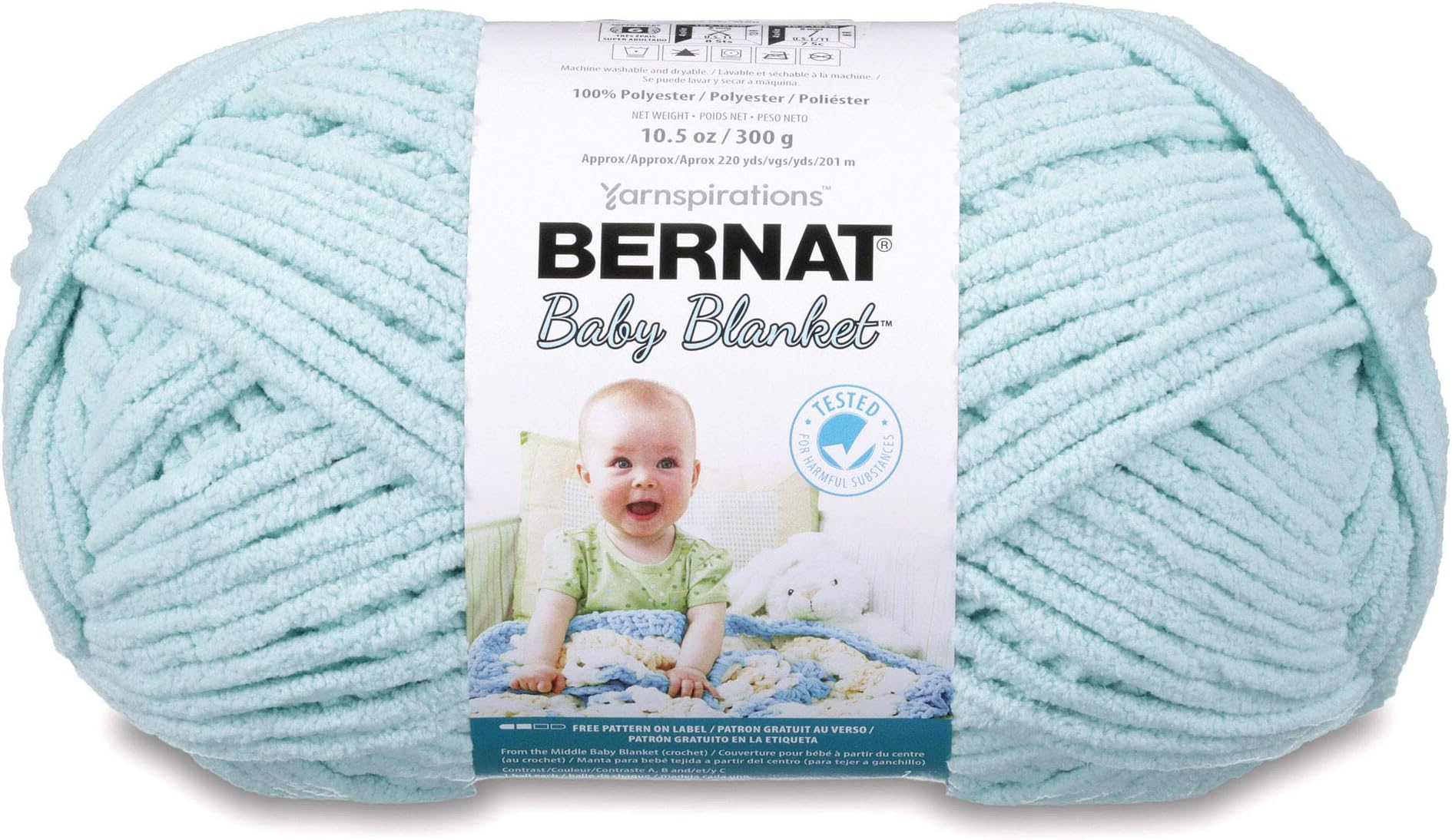 Baby Blanket BB Seafoam Yarn - 1 Pack of 10.5oz/300g - Polyester - #6 Super Bulky - 220 Yards - Knitting/Crochet