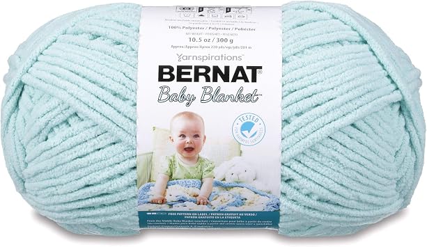 Bernat BABY BLANKET BB Seafoam Yarn - 1 Pack of 10.5oz / 300g - Polyester - # 6 Super Bulky - 220 Yards - Knitting / Crochet