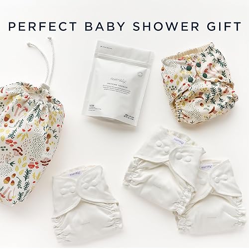 Miniatura 6 de Esembly Try-It Kit - Juego de iniciación de pañales de tela con pañales de algodón orgánico, funda impermeable para pañales, bolsa húmeda y