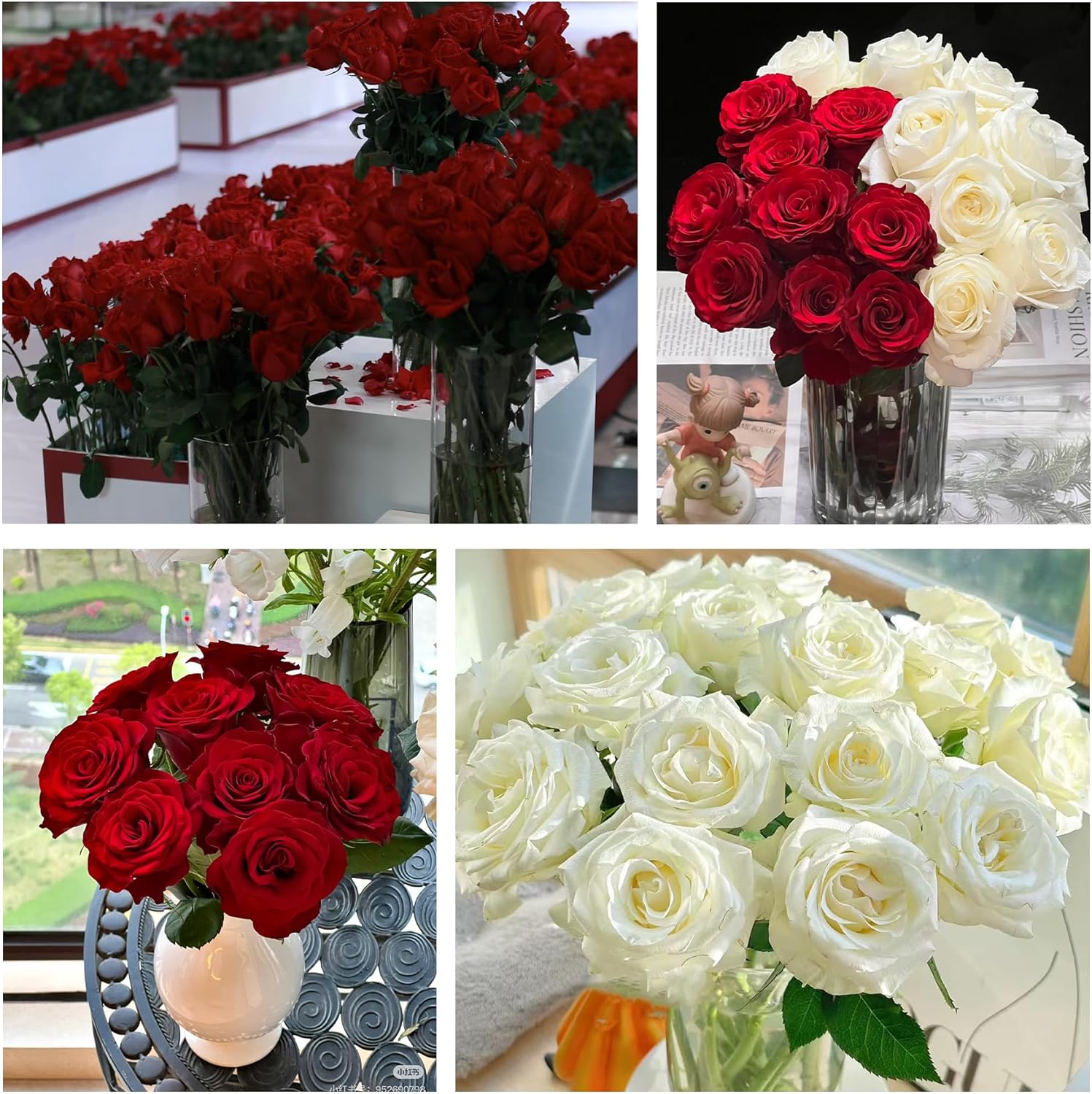 60 Pcs Wine red Roses Artificial Flowers,Artificial Roses in Bulk,DIY Wedding Bouquets,Wedding Ornaments,Valentine's Day Party Decorations，A Rose symbolizes Love (Wine red, 60 pcs)