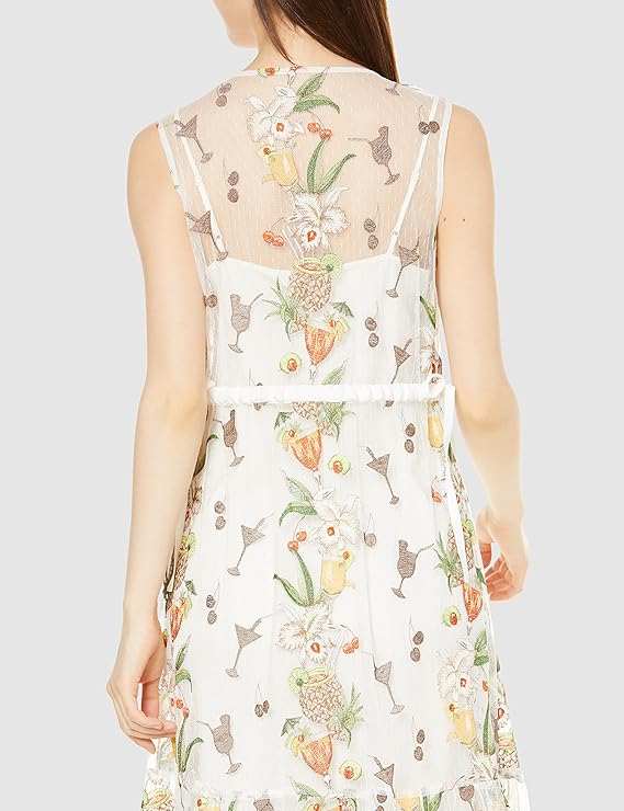 [美品]グレースコンチネンタル　22SS　トロピカル刺繍ティアードチュール 美品]グレースコンチネンタル 22SS トロピカル刺繍ティアード