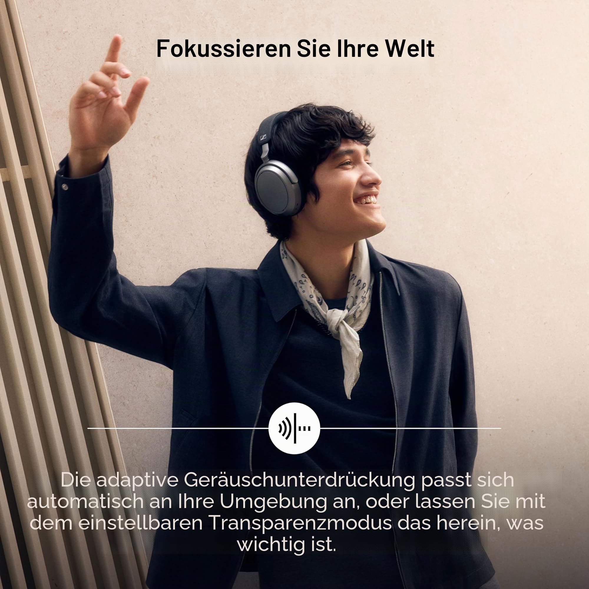 Sennheiser MOMENTUM 4 Wireless Noise Cancelling Headphones – Bluetooth Kopfhörer Headset für kristallklare Anrufe mit adaptiver Geräuschunterdrückung, Over-Ear, 60 h Akku, faltbar, Graphit