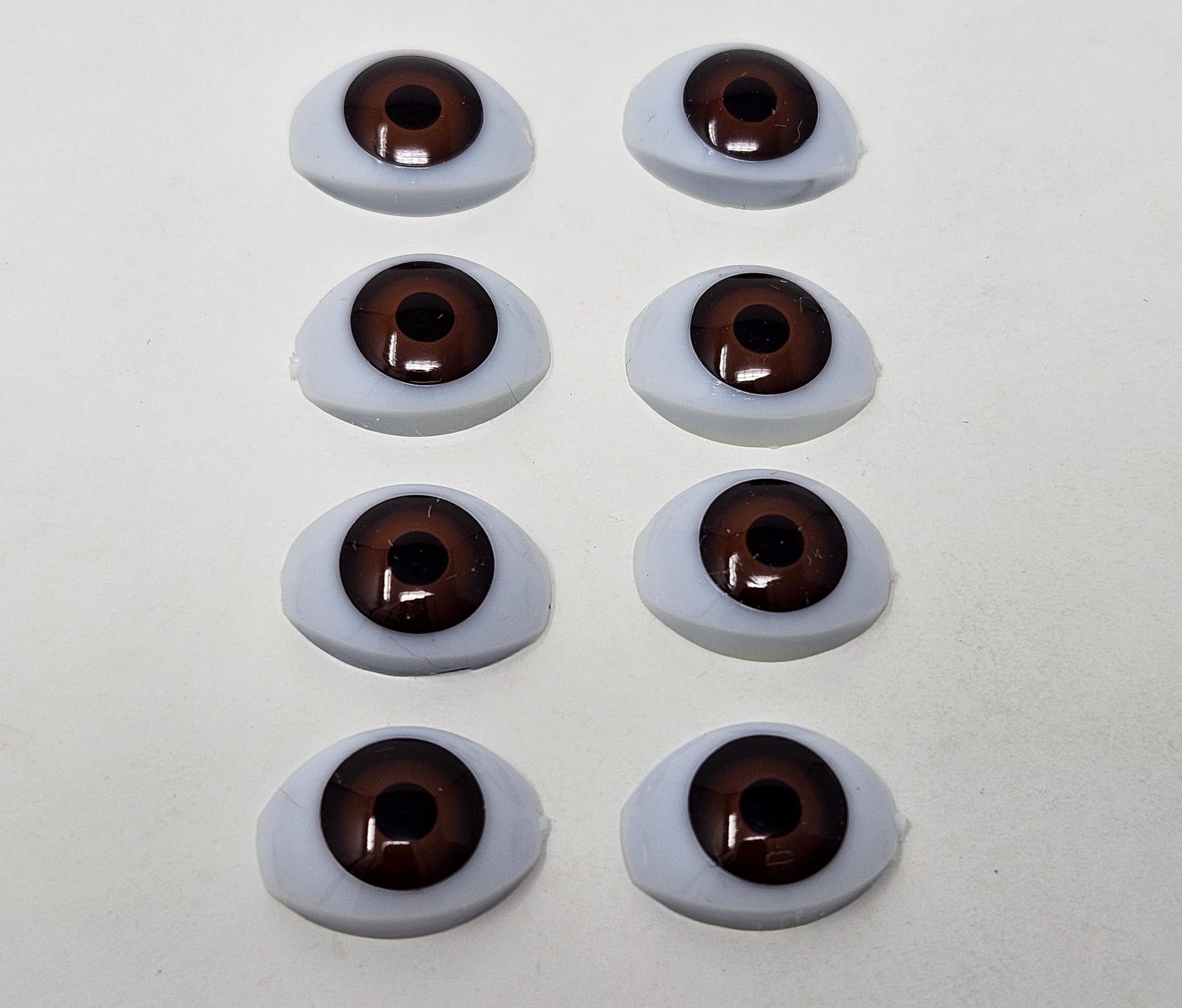 Pair of Zim's 8mm Iris Oval Realistic Plastic Human Dolly Eyes for Craft Dolls, Toys or Puppets (Pack of 4) (Brown)