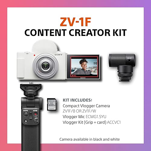 Miniatura 2 de Sony ZV-1F Cámara de vlog para creadores de contenido y vloggers con kit de accesorios para vlogger micrófono pequeño y vlogger escopeta ECM-G1