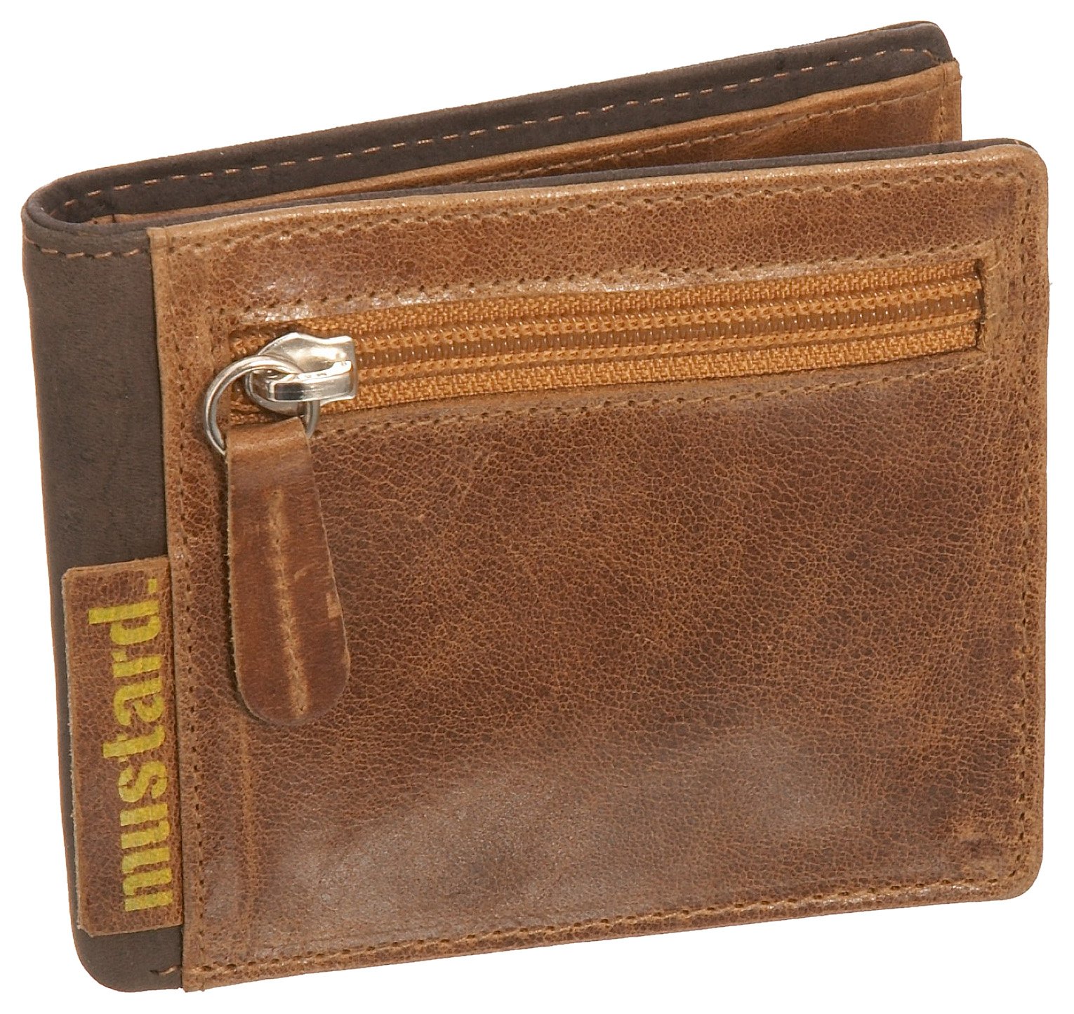 Stranger Men's Leather Mustard Wallet with Front Zip Pocket
