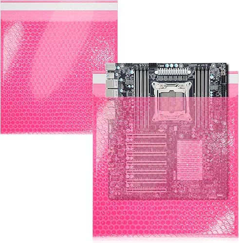 APQ - Bolsas de burbujas antiestáticas de 15 x 17.5 pulgadas, paquete de 10 bolsas de burbujas rosadas autosellantes. Bolsas de burbujas
