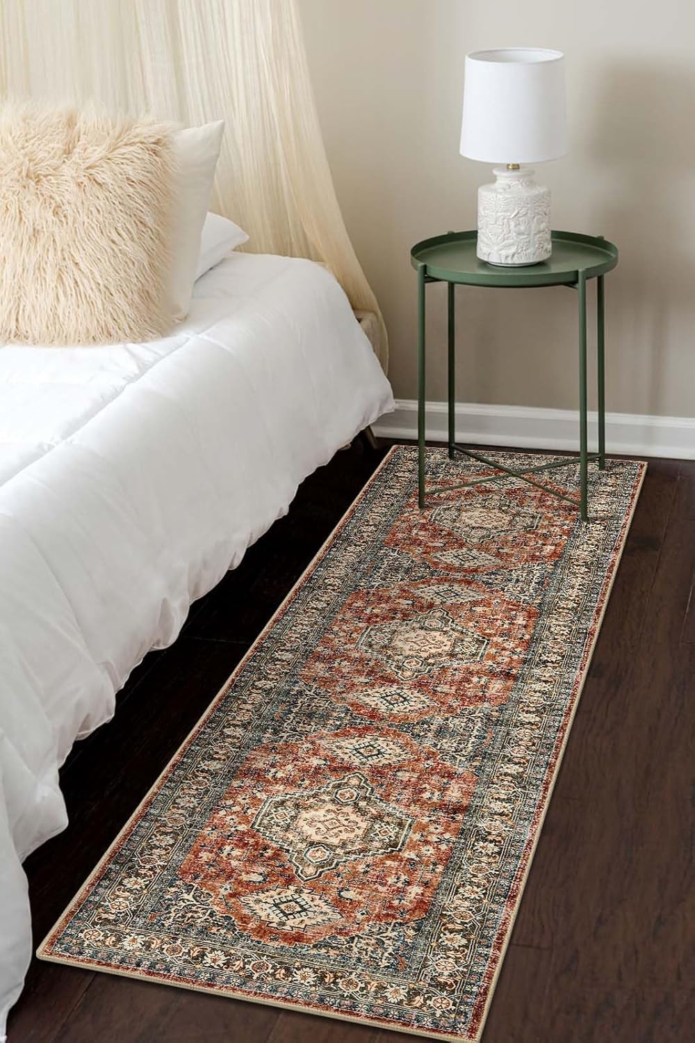 Lahome Oriental Hallway Runner Rug Non Slip, 2x8 Washable Runners for Hallways Kitchen, Vintage Non Skid Soft Long Carpet for Bedroom Bathroom Entryway, Brick Red - Image 3