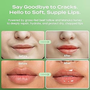 Body Restore Grass Fed Beef Tallow Lip Mask, with Manuka Honey Christmas Stocking Stuffers, White Elephant, Hydrating Moisture, Travel Essentials, Self Care, Birthday Gifts for Women, Men Bergamot