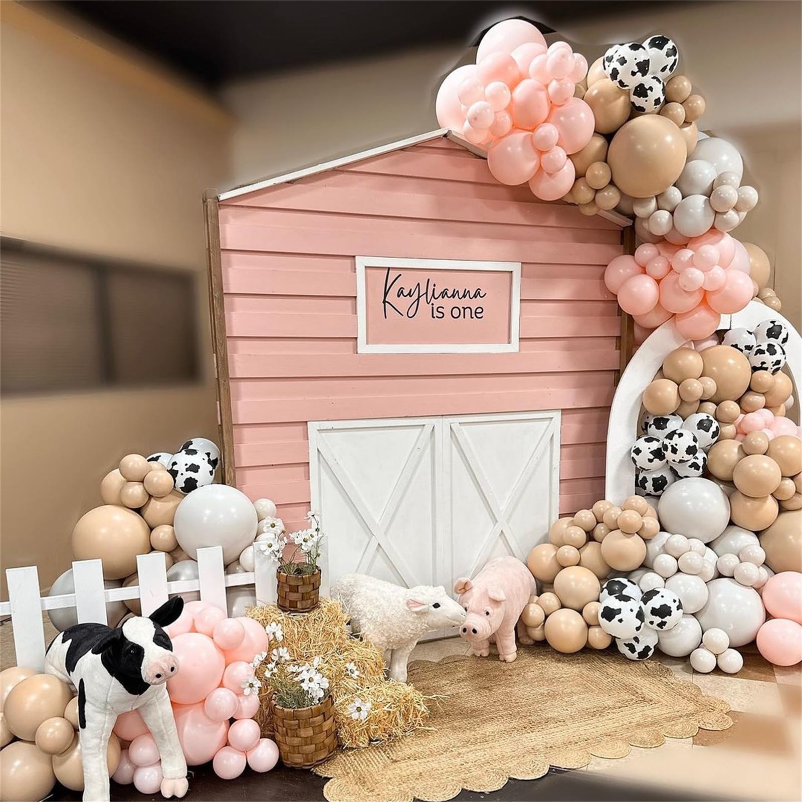 Luftballons Rose Beige, 12 Zoll 60 Stü Ballons Blush Pastell Rosa Pink Creme Beige Weiß mit Kuhdruck Helium Ballon für Mädchen Geburtstag Kinder Babyparty Baby Braut Shower Cowgirl Hochzeit Party Deko