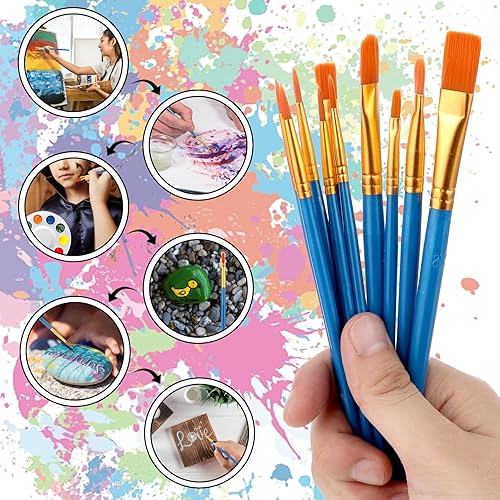 Miniatura 3 de Juego de paletas de pinceles de pintura, 20 pinceles de nailon para el cabello y 5 paletas de pintura, pinceles para acuarela acrílica, óleo,