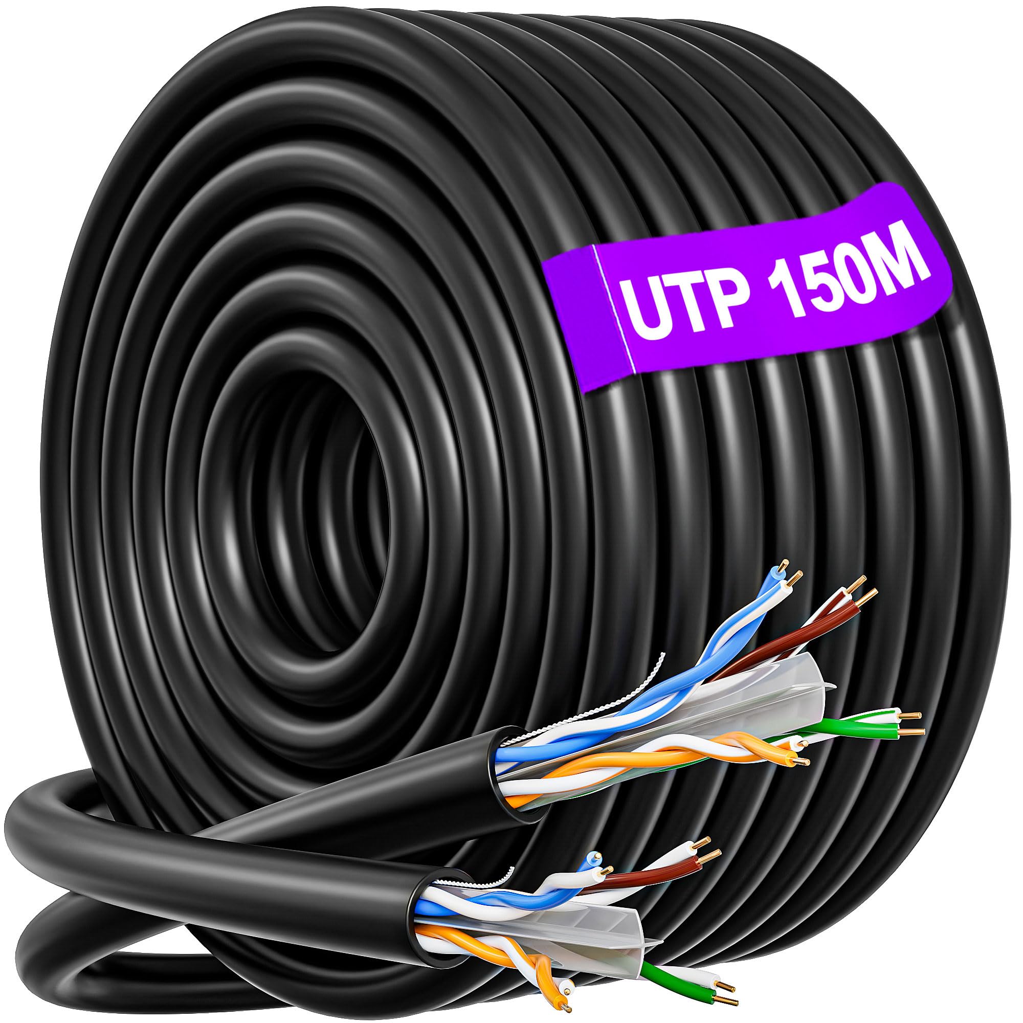 Internet Kabel 20 Meter Cat 6 Afgeschermd Buiten Bulk Ethernetkabel Extra Lange Netwerkkabel Installeren Waterdicht Weerbestendig Hoge Snelheid FTP 23awg Gigabit Netwerklijn Internetdraadkabel