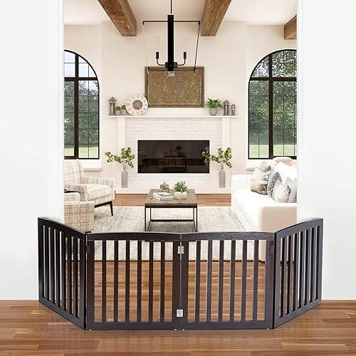 Miniatura 2 de Puerta para perros para mascotas, para casa, escaleras, pasillos, puertas de 24 pulgadas, 4 paneles, valla plegable para perros para interiores,