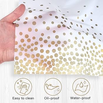 ELECLAND White And Gold Plastic Party Tablecloth - 137x274cm