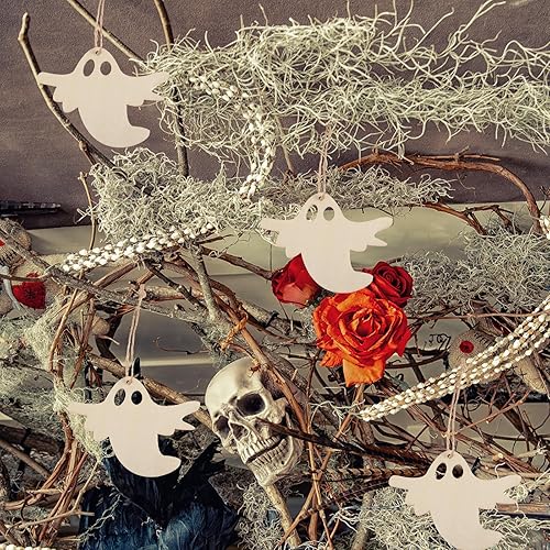 Miniatura 10 de Homoyoyo 10 adornos de Halloween para manualidades, decoración de Halloween, decoración de Halloween, patrón de fantasma, colgante, Snicker