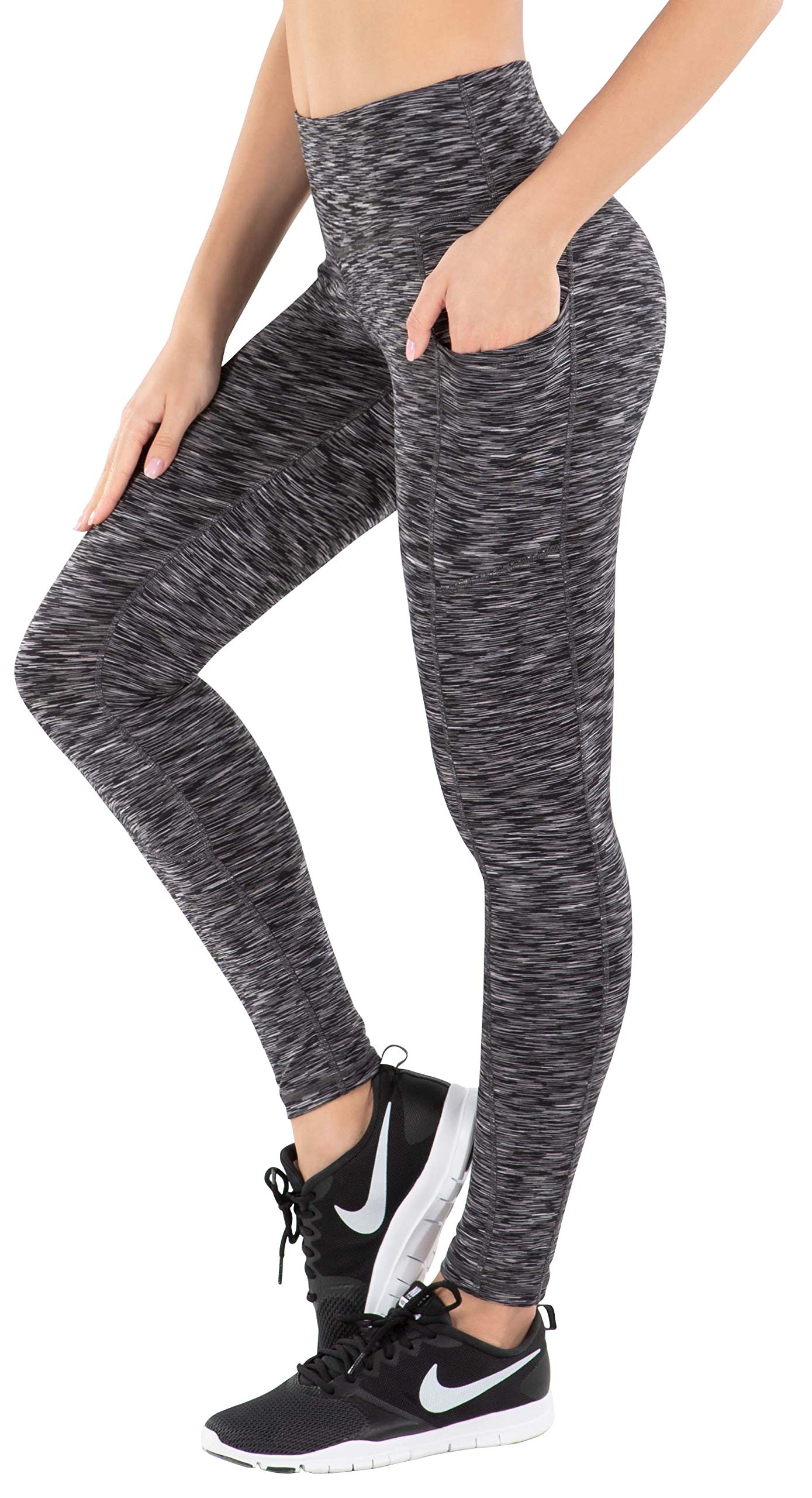 HOFI Women Yoga Capri Leggings: High Waisted Tummy Control with Pockets Yoga Pants - Soft Workout Running Athletic Exercise…(DARK GREY Small)