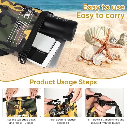 Miniatura 6 de Bolsa seca impermeable Combo de 5-30 litros con parte superior enrollable para kayak, barco, playa, camping, viajes, pesca, con funda para teléfono