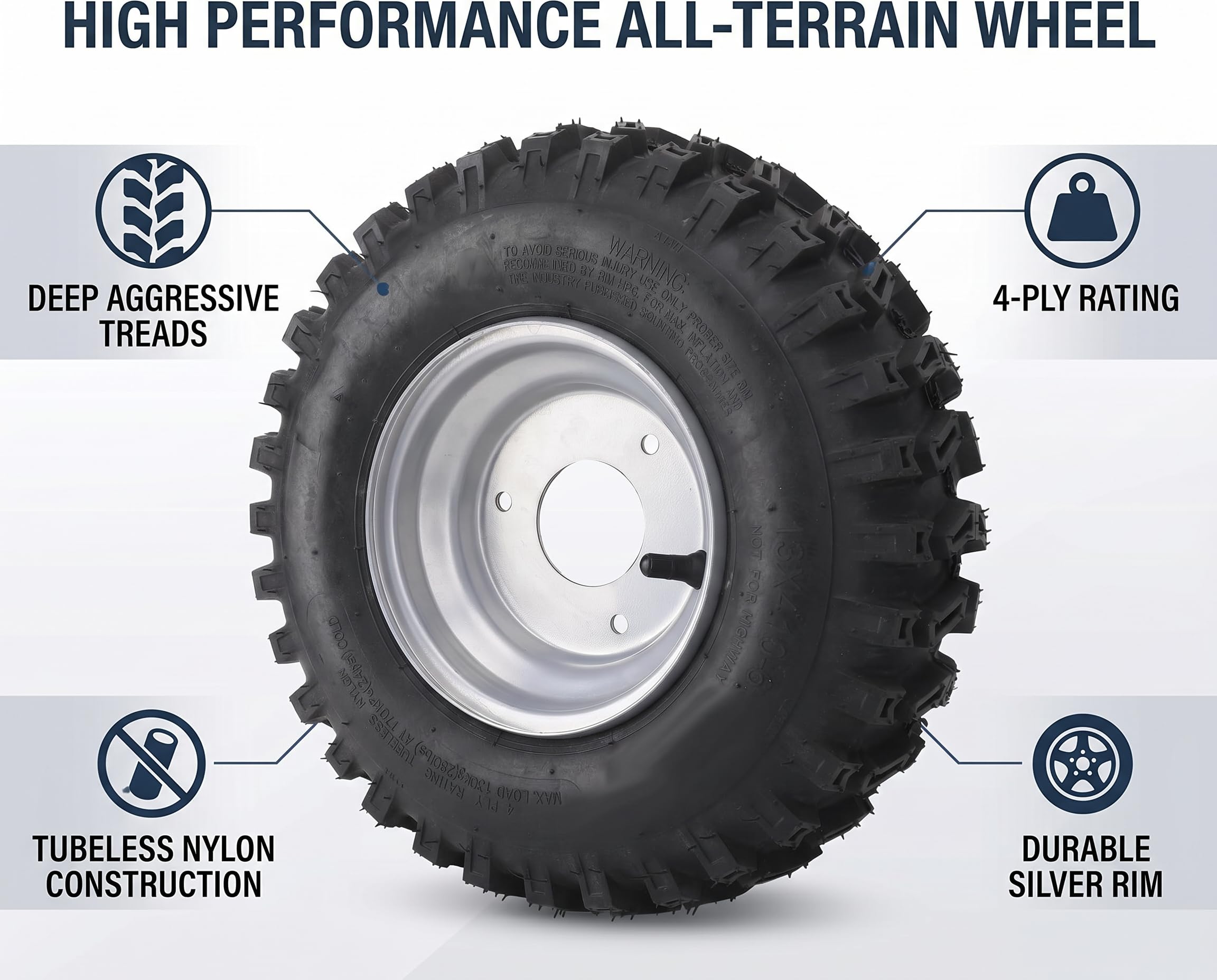 Tbest 13x4.1 6 Pneumatici Pneumatici Tubeless in Lega di Alluminio con Cerchioni in Gomma Antideflagrante per ATV Quad Off Road Carrello Go Kart Ruote Durevoli Ad Alte Prestazioni in