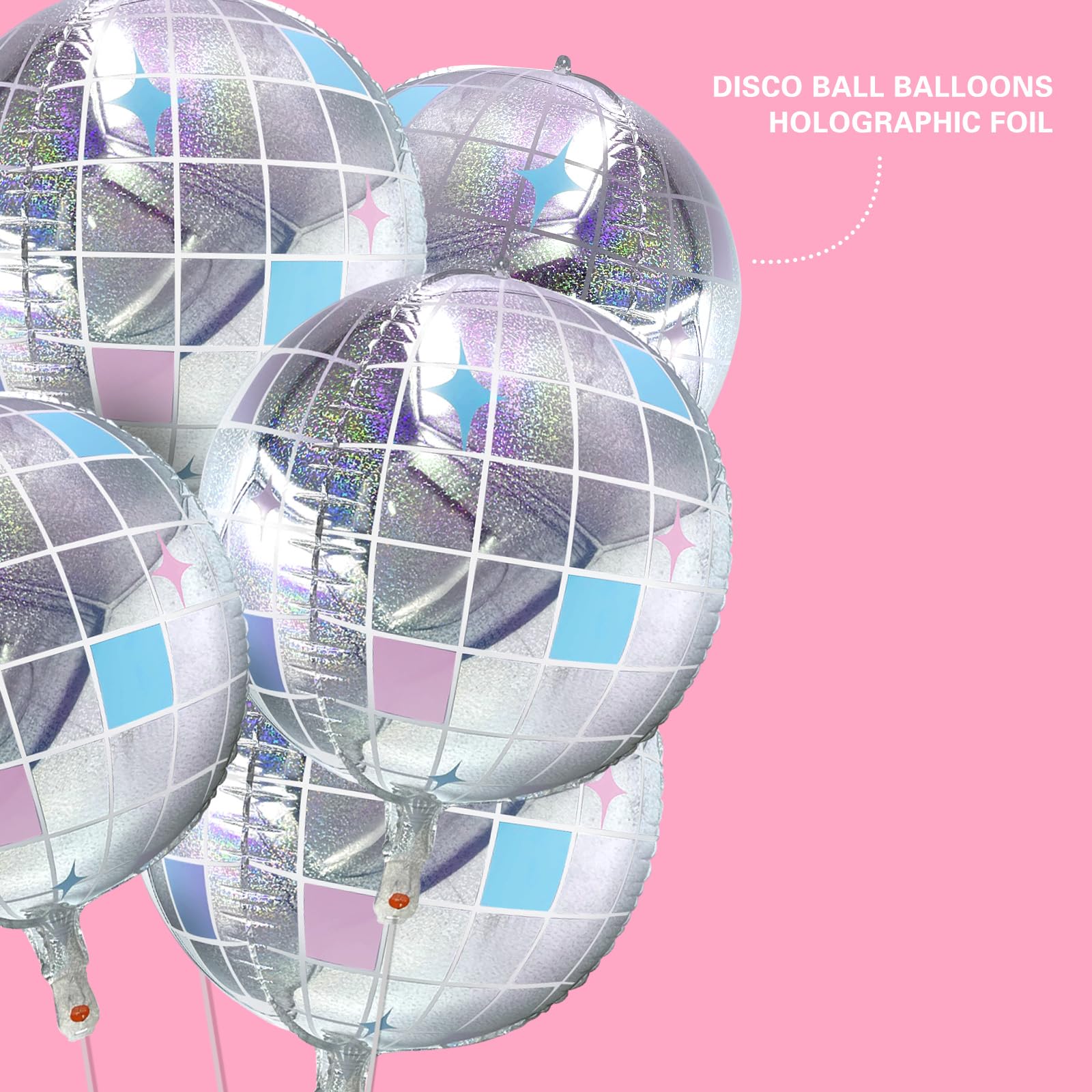 6-Pack Iridescent Disco Ball Balloons - 22 Inch Shiny Foil Balloons For Parties