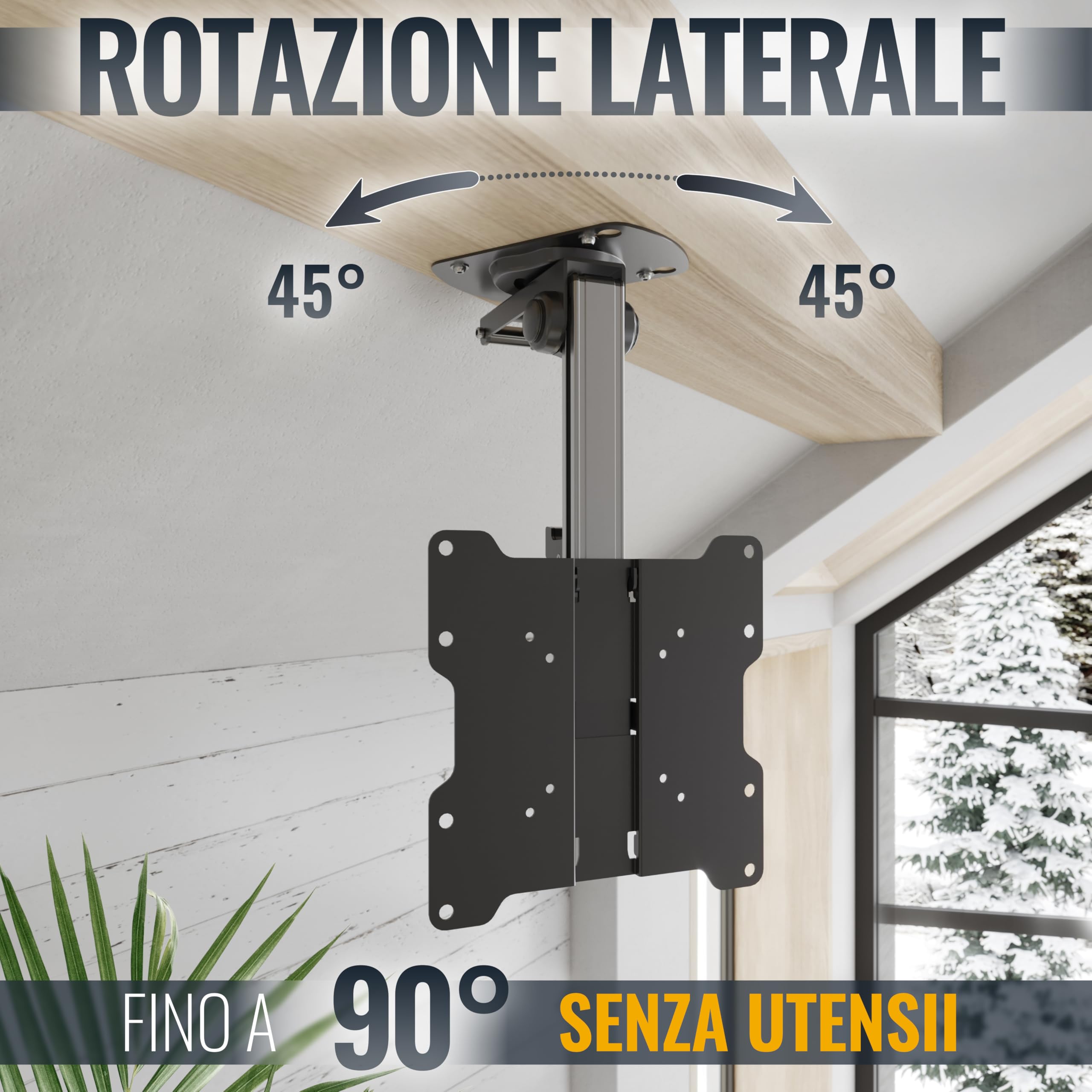 RICOO D0122 Supporto TV da soffitto Staffa TV 32-43 pollici per 32 40 42 43 pollici pieghevole girevole fino a 20 kg max VESA 200x200