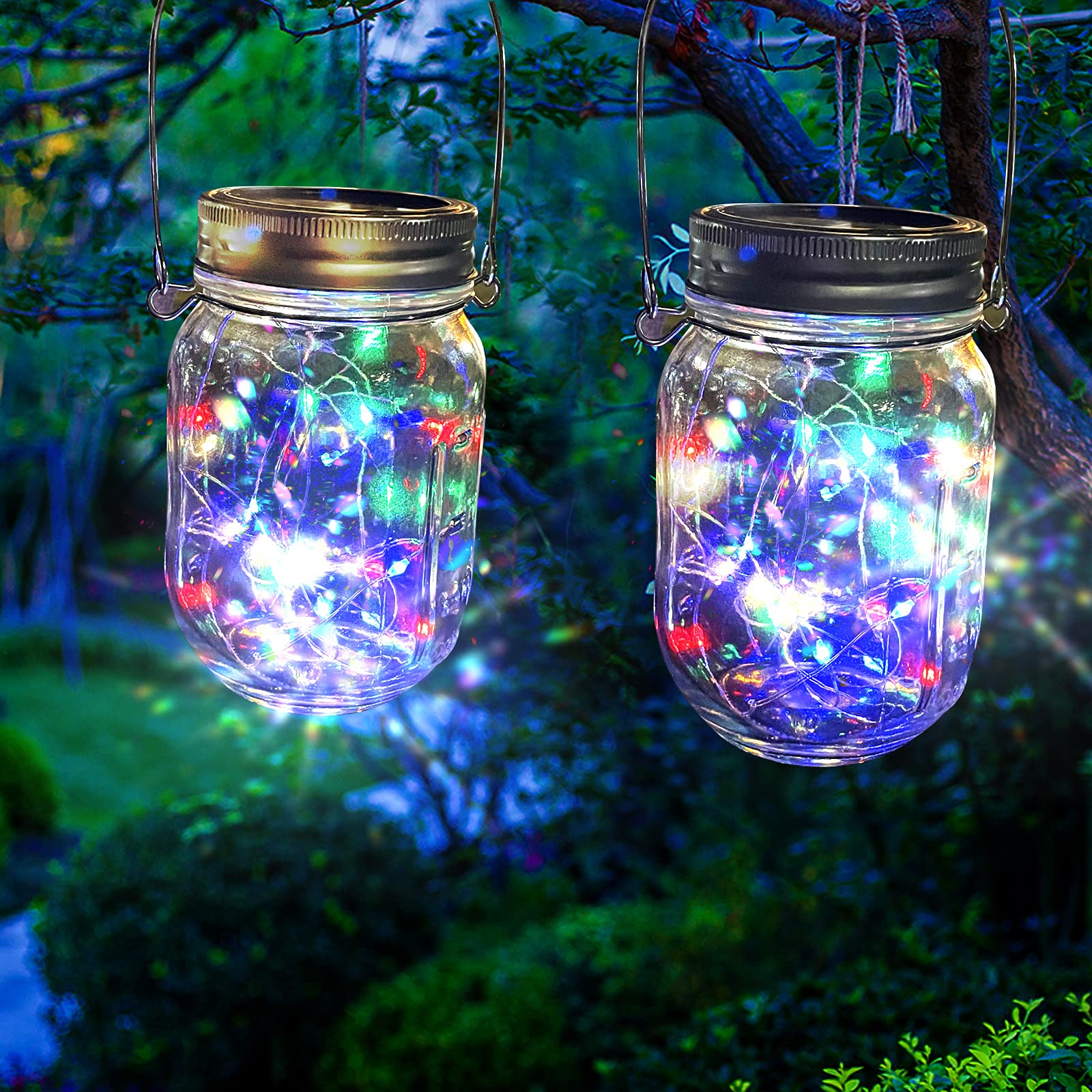 XVZ Lanterna solare per esterni, 4 pezzi, luci solari da giardino, impermeabile, lanterna solare, da appendere per terrazze, patio, balcone, tavolo, multicolore