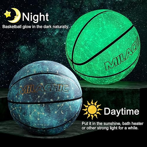 Miniatura 2 de MILACHIC Balón de baloncesto personalizado, que brilla en la oscuridad, regalo personalizado de baloncesto, talla 7 (29.5 pulgadas), tamaño 6 (28.5