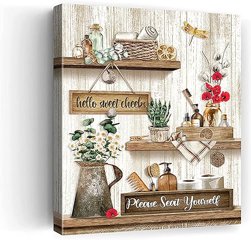 HANKCLES Arte de pared rústico con flores de 12 x 16 pulgadas