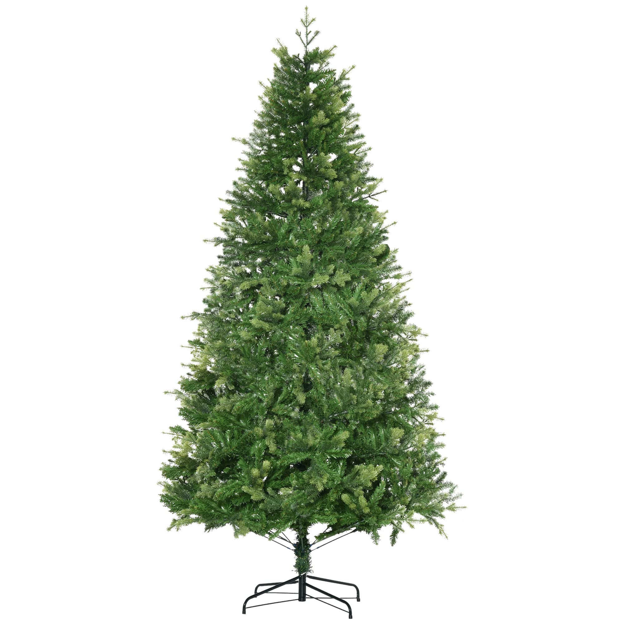 HOMCOM Albero di Natale Artificiale e Ignifugo per Interni con 2056 Rami e Base in Metallo, in PE e PVC, 124x228 cm, Verde