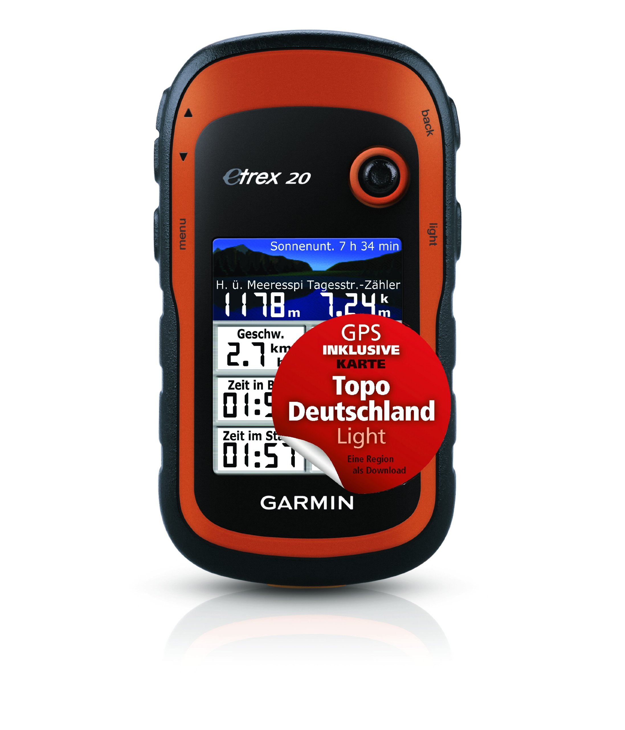 Garmin GPS eTrex 20 Bundle mit Topo Deutschland Light, schwarz/orange, 010-00970-13