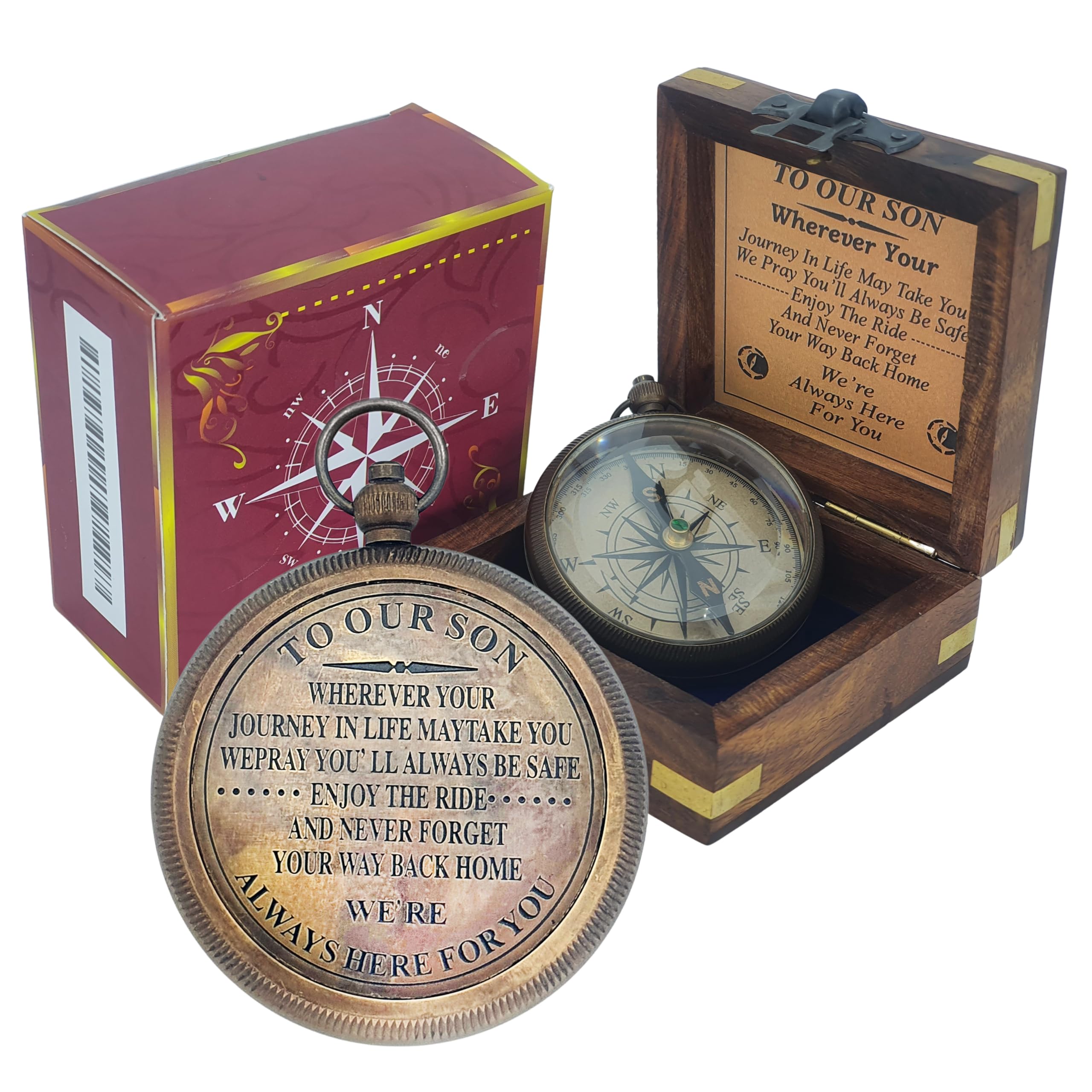 Gift for Son from Mom Dad | Engraved Compass 2