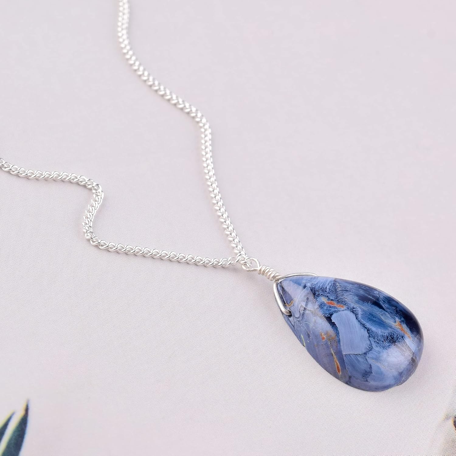 Natural Pietersite Crystals Pendant Necklace, 925 Sterling Silver, Pear Cabochon Gemstone, Energy Healing Crystals, Birthday, Gift for Her, Gemstone Jewelry AAA+ Quality - Image 4