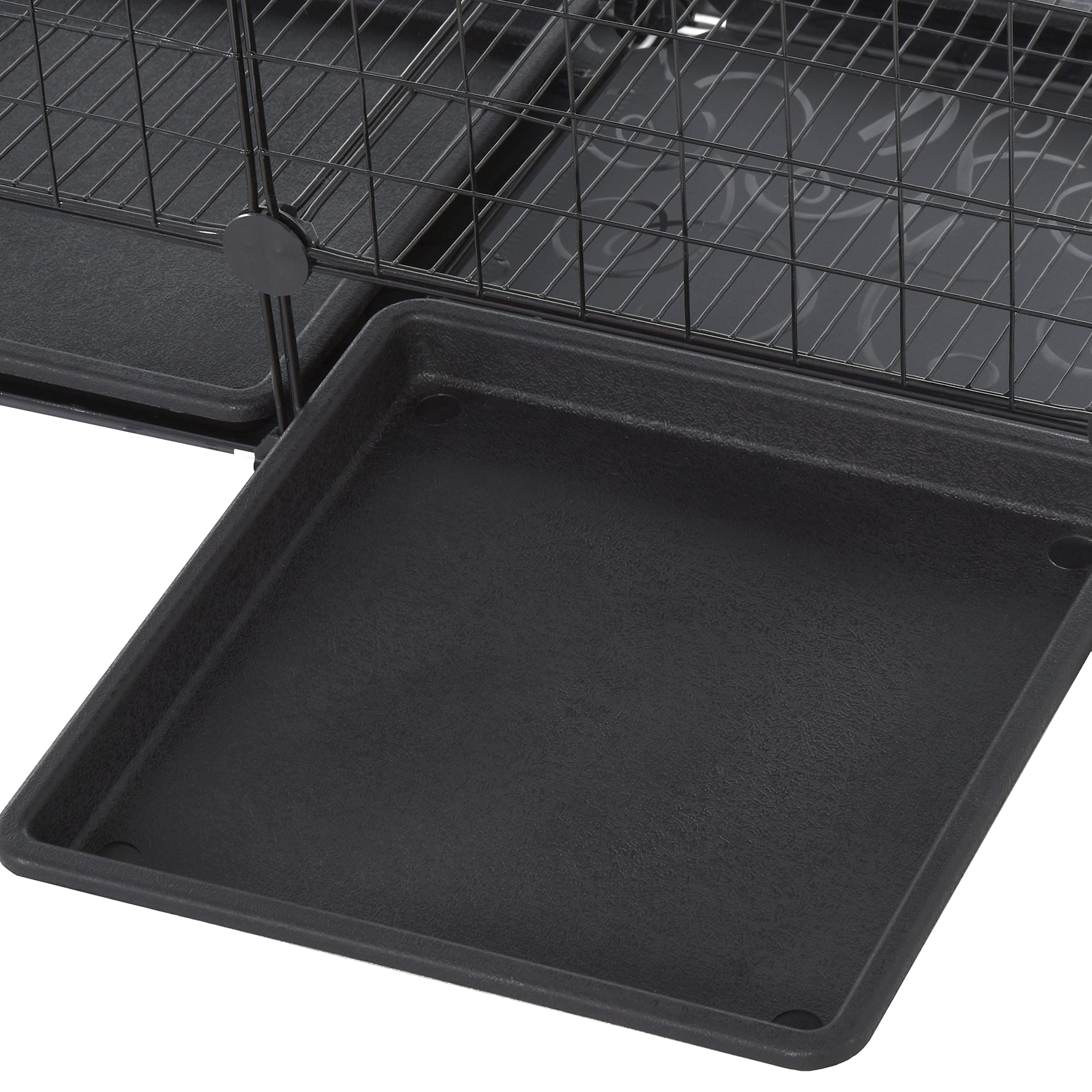 PawHut Recinzione Metallica per Piccoli Animali Montaggio Fai-da-Te Parco Metallico Smontabile a 3 Livelli Gabbia per Animali Domestici Piccoli 111x75x119 cm Nero
