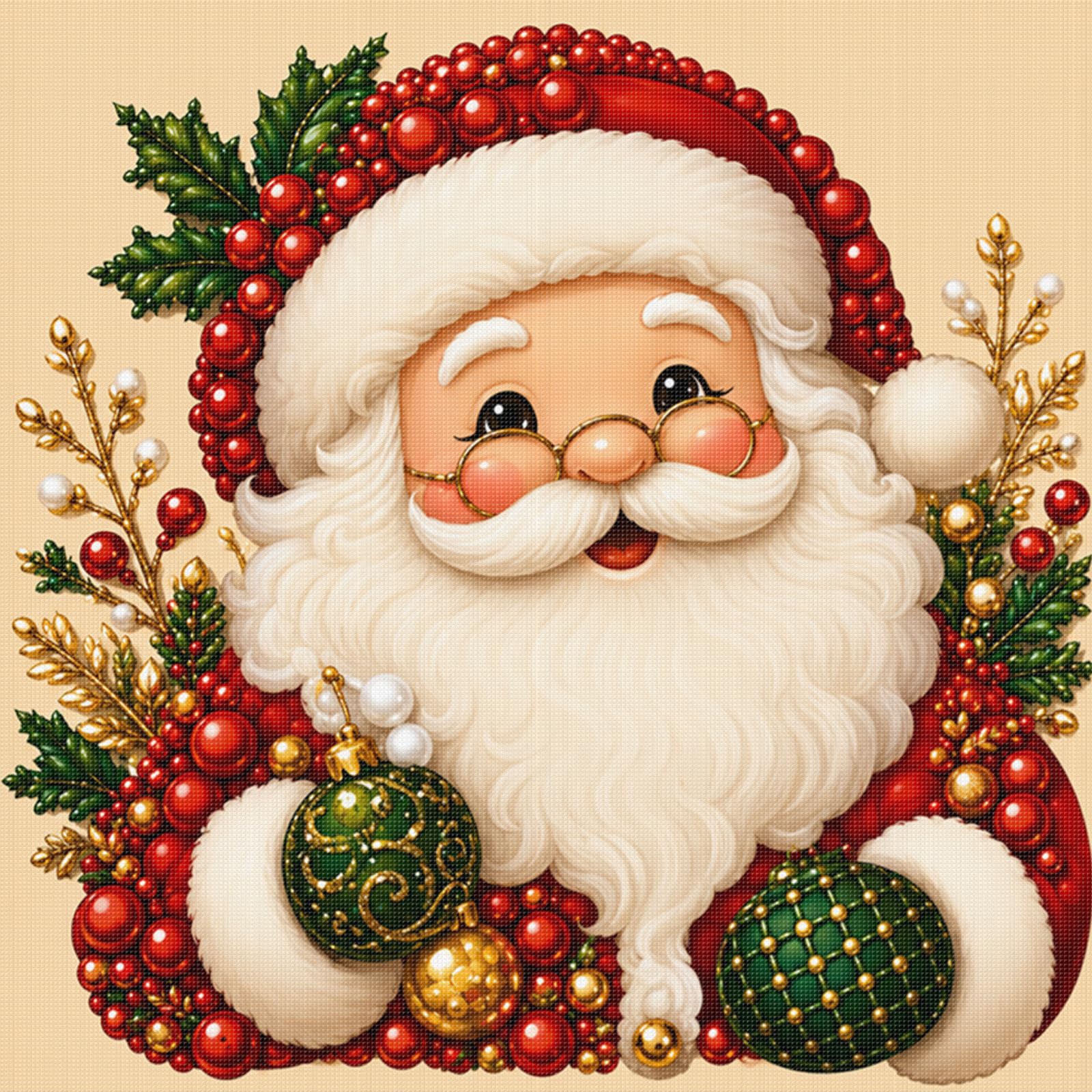 Santa Ornament Cross Stitch Kit Christmas 14Ct Stamped 30X30cm (Santa Ornament)