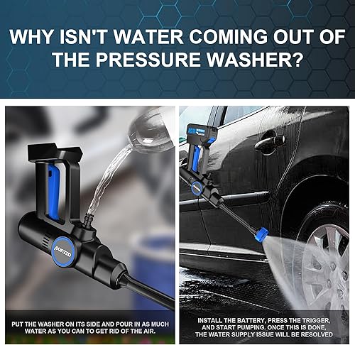 Miniatura 3 de AZZUNO Lavadora a presión inalámbrica, lavadora a presión portátil de 850 PSI, potente lavadora de 4000 mAh con boquilla 6 en 1, limpiador eléctrico