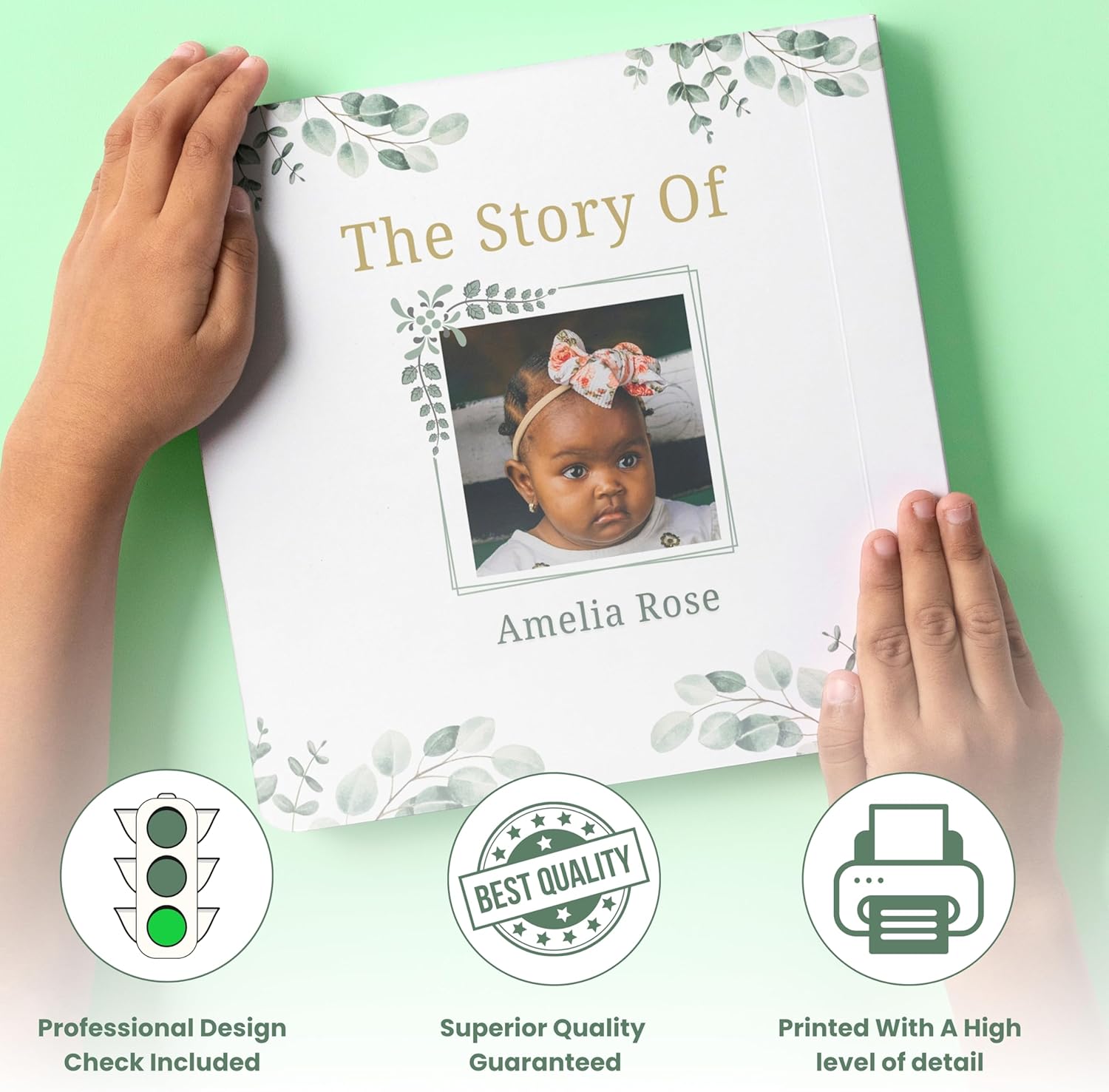 Personalized Baby Memory Book & Keepsake Photo Book – Custom Baby Photo Albums with Up to 22 Photos & Personal Text | L2BP (Baby)