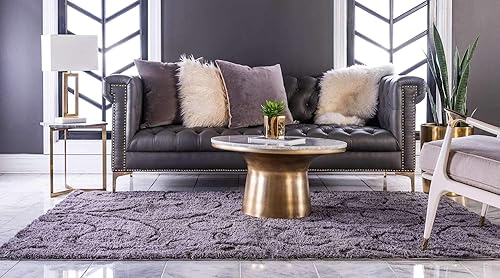 Miniatura 3 de Unique Loom Colección Floral Shag - Alfombra tallada, 5 x 8 pies, gris oscuro