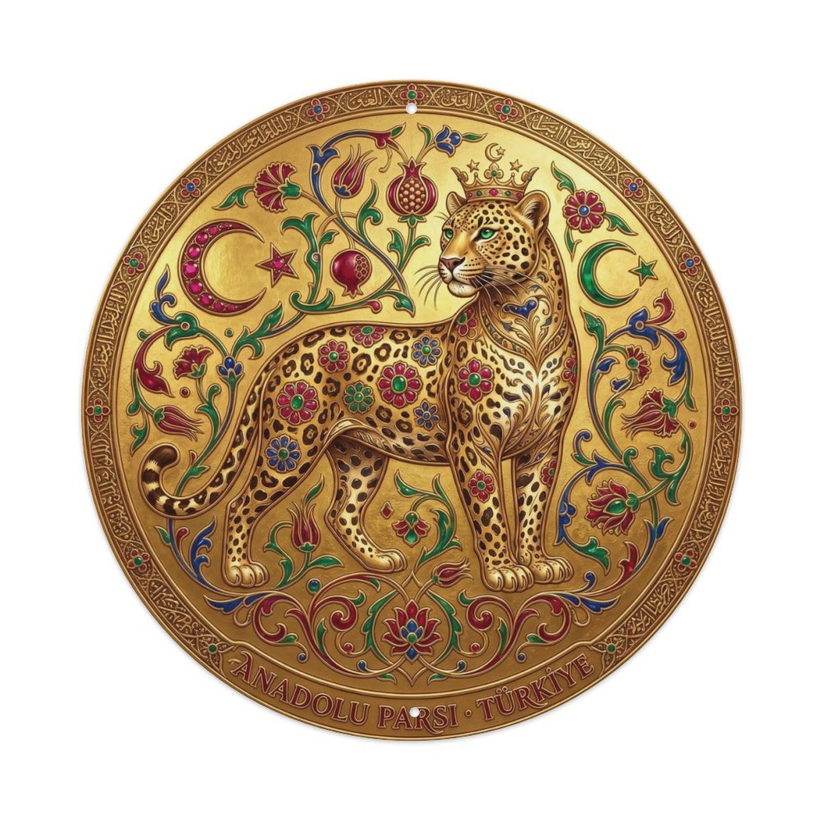 Anatolian Leopard Golden Palace Heritage Medallion Metal Tin Sign