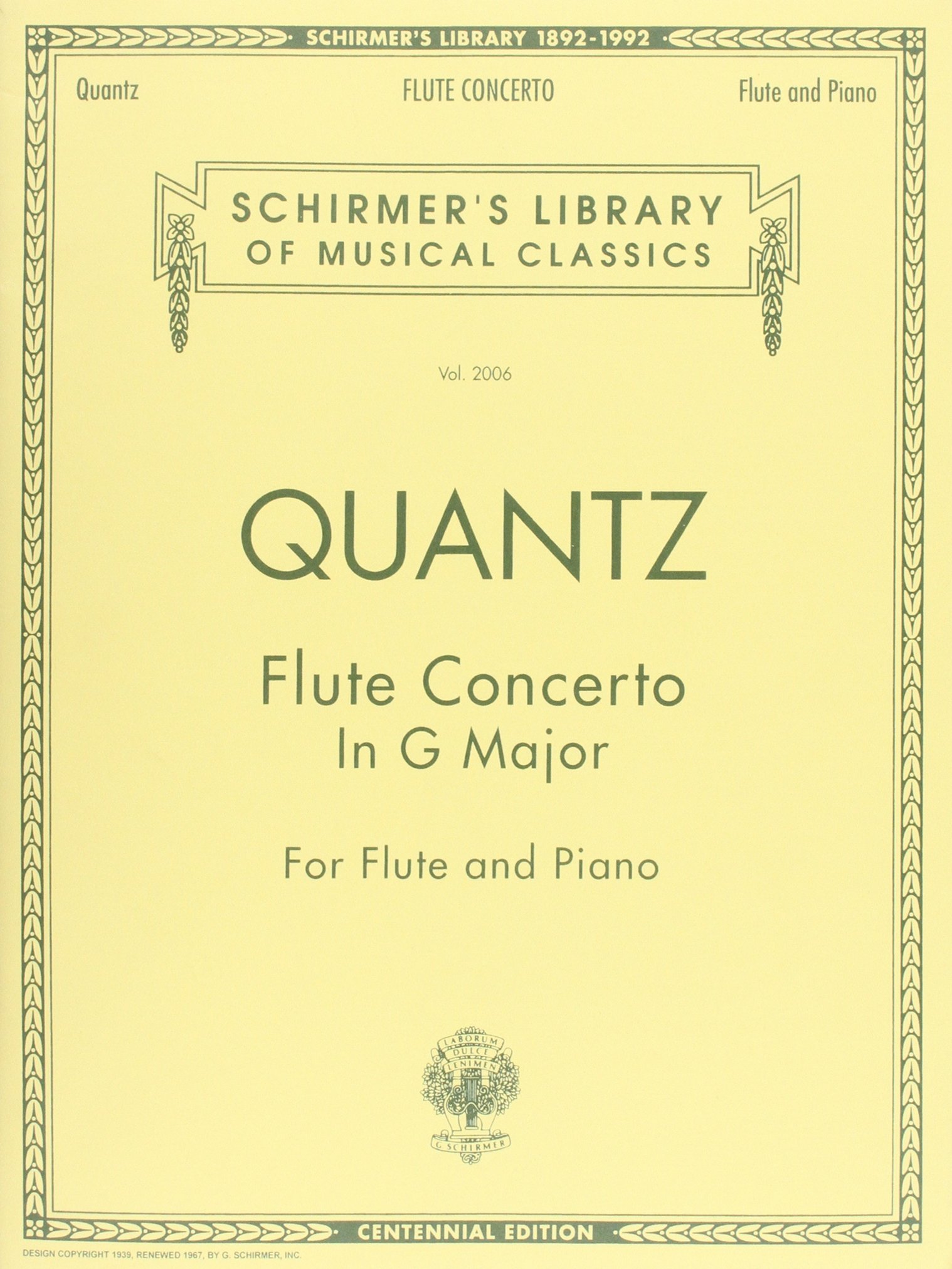 Flute Concerto in G Major: Schirmer Library of Classics Volume 2006 Flute and Piano (Schirmer's Library of Musical Classics)